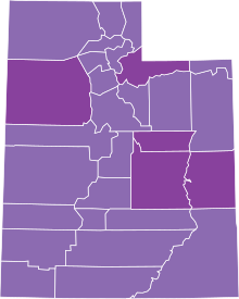 COVID-19 postupující 14denní prevalence v Utahu podle county.svg
