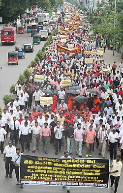 Protest against Rajapaksa seeking a third term, 18 November 2014 CPA Abolish Executive Presidency IMG 5479 (15633485138).jpg