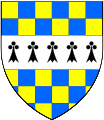 Arms of Calthorpe of Calthorpe, Norfolk (Baron Calthorpe): Chequy or and azure, a fess ermine
