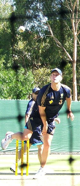 White bowling in the Adelaide Oval nets, January 2009.