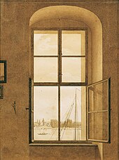 Caspar David Friedrich: Blick aus dem Fenster des Künstlers, rechtes Fenster, 1805/06