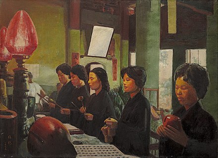 Chanting the Buddhist Scriptures, by Taiwanese painter Li Mei-shu