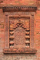 Terracotta arabesque on the wall of Khania Dighi Mosque, Gauda, 15th-century