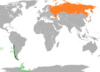 Location map for Chile and Russia.