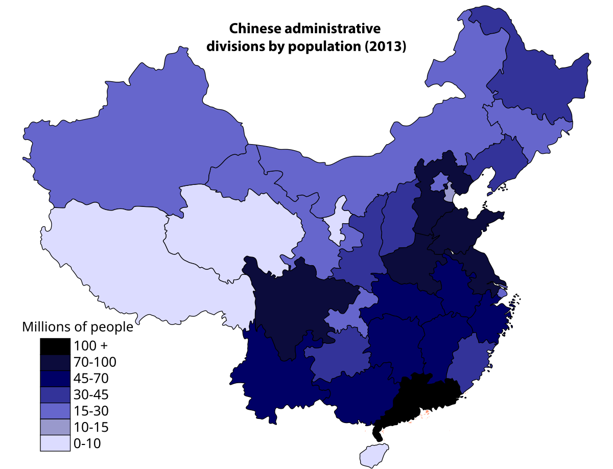 population map of china 2020 List Of Chinese Administrative Divisions By Population Wikipedia population map of china 2020