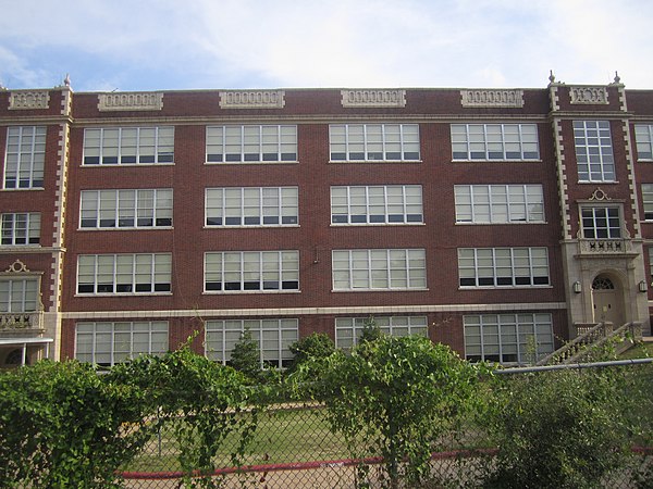 Side view of Byrd High School from Kings Highway