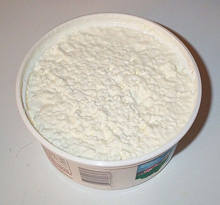 A commercial container of cottage cheese