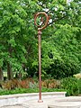 A sculpture of a crozier in the Monks' Garden at Lesnes Abbey Woods in Abbey Wood.