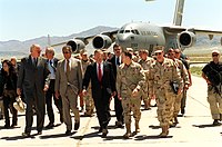 U.S. Secretary of Defense Donald Rumsfeld during a visit to Bagram Air Force Base.