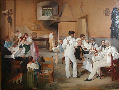Danish Artists in the Roman Inn La Gensola (1837)