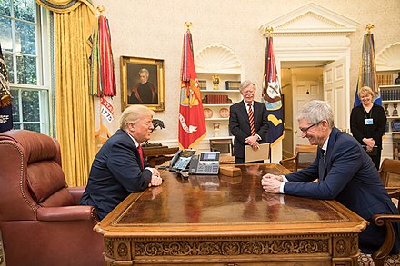 Cook with President Donald Trump in the Oval Office at the White House, April 25, 2018