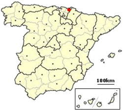 شهر سن سباستین بر نقشه اسپانیا