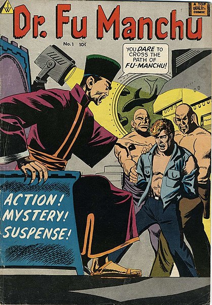 I. W. Publications' Dr. Fu Manchu (1958), reprinting material from Avon Comics, cover art by Carl Burgos