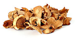 A collection of dried mushrooms