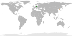 Map indicating locations of East Germany and North Korea