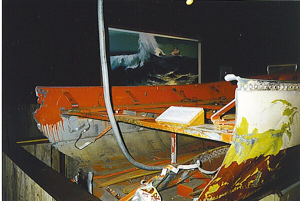 One of Edmund Fitzgerald's lifeboats, on display at the Valley Camp museum ship