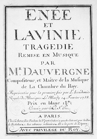 <i>Énée et Lavinie</i> (Dauvergne) Opera by Antoine Dauvergne