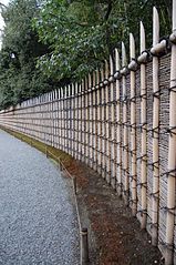 The exterior wall of Katsura Imperial Villa, designed, like all the garden, for purity and simplicity