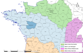 Localizarea departamentului Maine-et-Loire pe harta bazinelor hidrografice franceze