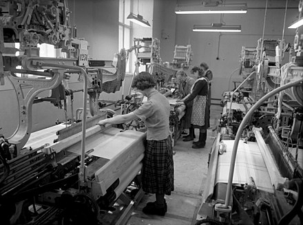 Weaving at Finlayson factory in Tampere, Finland in 1951