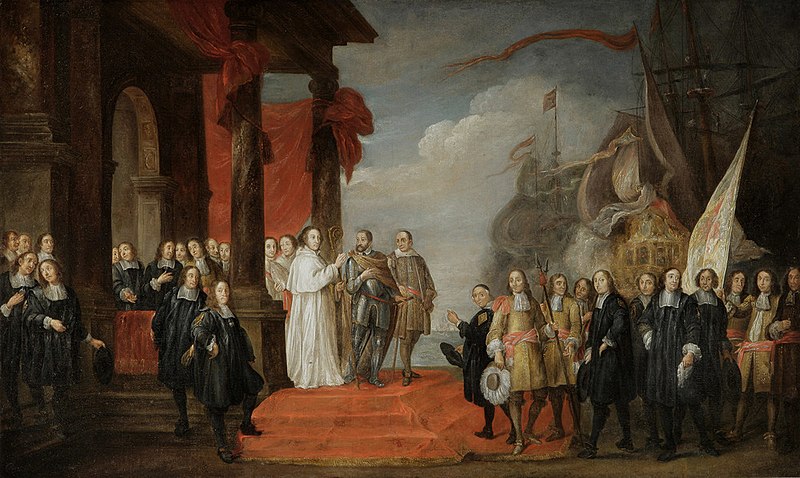 File:François Duchatel - Charles V after his abdication embarking on a ship bound for Spain in the port of Vlissingen, Zeeland.jpg