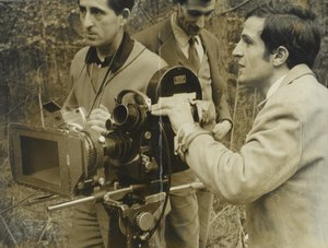 French filmmakers such as Francois Truffaut (far right) have been cited as emotionally giving audiences a heightened sense of intimacy during their movies' scenes, with this psychological tone being there throughout a multitude of artworks. Francois Truffaut (1963).tif