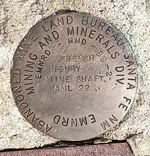 Plaque near the entrance of the French Henry mine French Henry Mine Shaft Marker.jpg