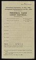 Front cover of a Form V44, Personal Card Wellcome L0035319.jpg