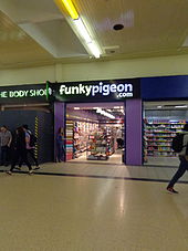A WHSmith-owned Funky Pigeon shop at Leeds railway station Funky Pigeon.com shop, Leeds railway station (19th July 2014).JPG