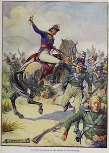 General Janssens at the Battle of Blaauwberg trying prevent the rout of Batavian troops that was the battle's turning point. G.S. Smithard; J.S. Skelton (1909) - General Janssens at the Battle of Blaauwberg.jpg