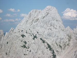 Lärchegg summit from the west, the north summit on the left, the main summit on the right