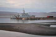HMCS Goose Bay moored at the future site of the Nanisivik Naval Facility, during Operation Nanook, 2010-08-20