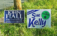 Signs for Hall and Sue Kelly during the competitive 2006 election Hall-Kelly campaign signs.jpg