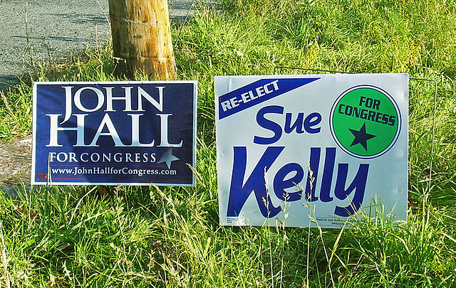Signs for Hall and Sue Kelly during the competitive 2006 election