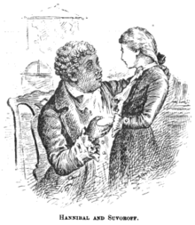 1888 artist's conception of Gannibal speaking with Alexander Suvorov. Hannibal and Suvorov.png
