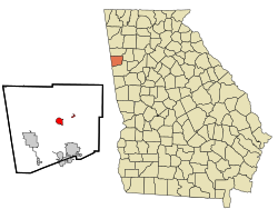 Location in Haralson County and the state of جورجیا