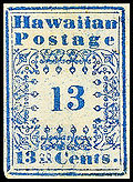 An 1851 13c Hawaiian Missionary stamp Hawaii stamp 13c 1851.jpg