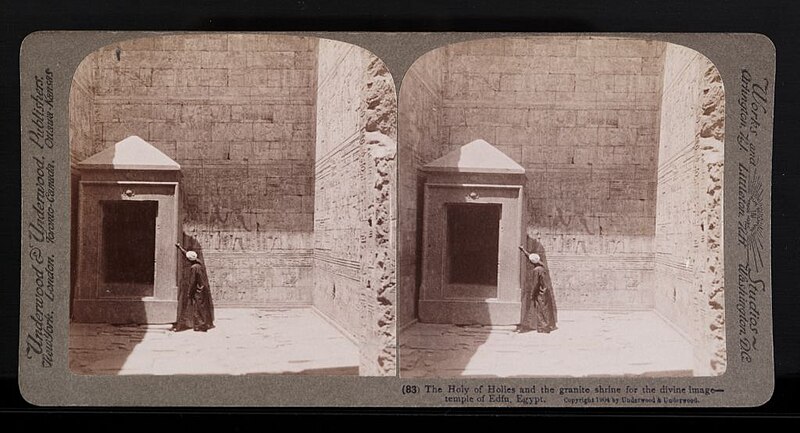 File:Holy of Holies and the granite shrine for the divine image--temple of Edfu, Egypt (83) (1904) - front - TIMEA.jpg