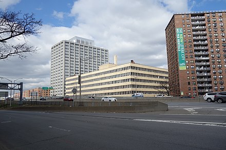 The two buildings in the center, part of Lefrak City in Rego Park, Queens, housed the Northeastern Program Service Center until ...