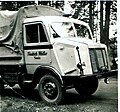 Horch/IFA H3 in der DDR im Solobetrieb mit vorgeklapptem Anhängerdreieck (1953)