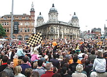 Hull City supporters at the celebrations on the team's promotion to the Premier League in 2008 Hull City supporters.jpg