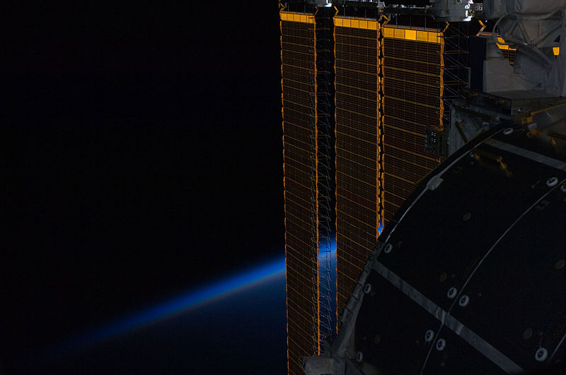 File:ISS solar panel intersecting Earth's horizon.jpg