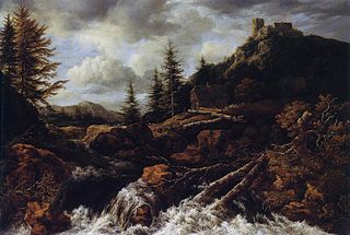 <i>Waterfall in a Mountainous Landscape with a Ruined Castle</i>