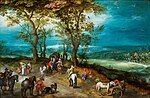 Thumbnail for File:Jan Breughel (II) - Landscape with Horsedrawn Cart and Travellers.jpg