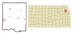 Jefferson County Kansas Incorporated and Unincorporated areas Meriden Highlighted.svg