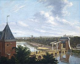 The Singelgracht canal at Leidsepoort gate, depicted in an 1816 painting by Johannes Jelgerhuis Johannes Jelgerhuis - De Amsterdamse buitensingel bij de Leidse poort.jpg