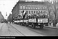 Bismarckjugend in propaganda convoy in Berlin 1933-03-28 calling out for boycott of Jewish businesses in Nazi Germany (retouched image)