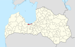 Location of Jūrmala within Latvia