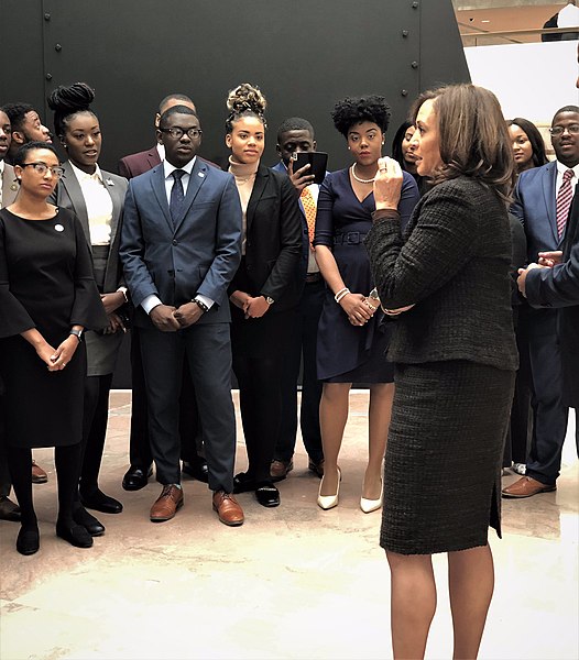 Vice President and HBCU alumna Kamala Harris with students attending HBCUs