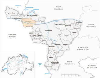 Map of the municipality Karte Gemeinde Uesslingen 1994.png